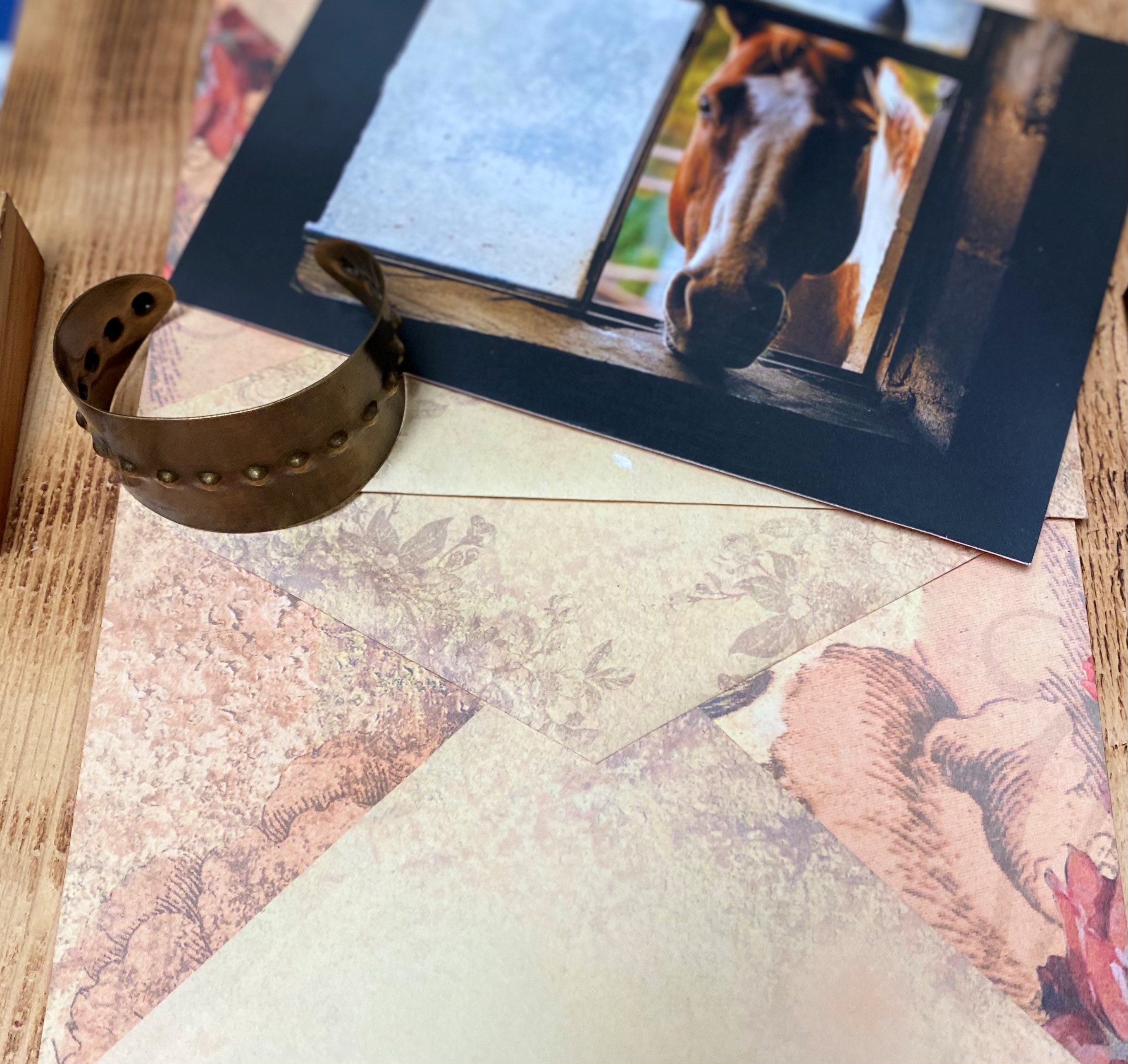 Angel Ranch Hammered Gold Cuff with Bead Embellishments on the center