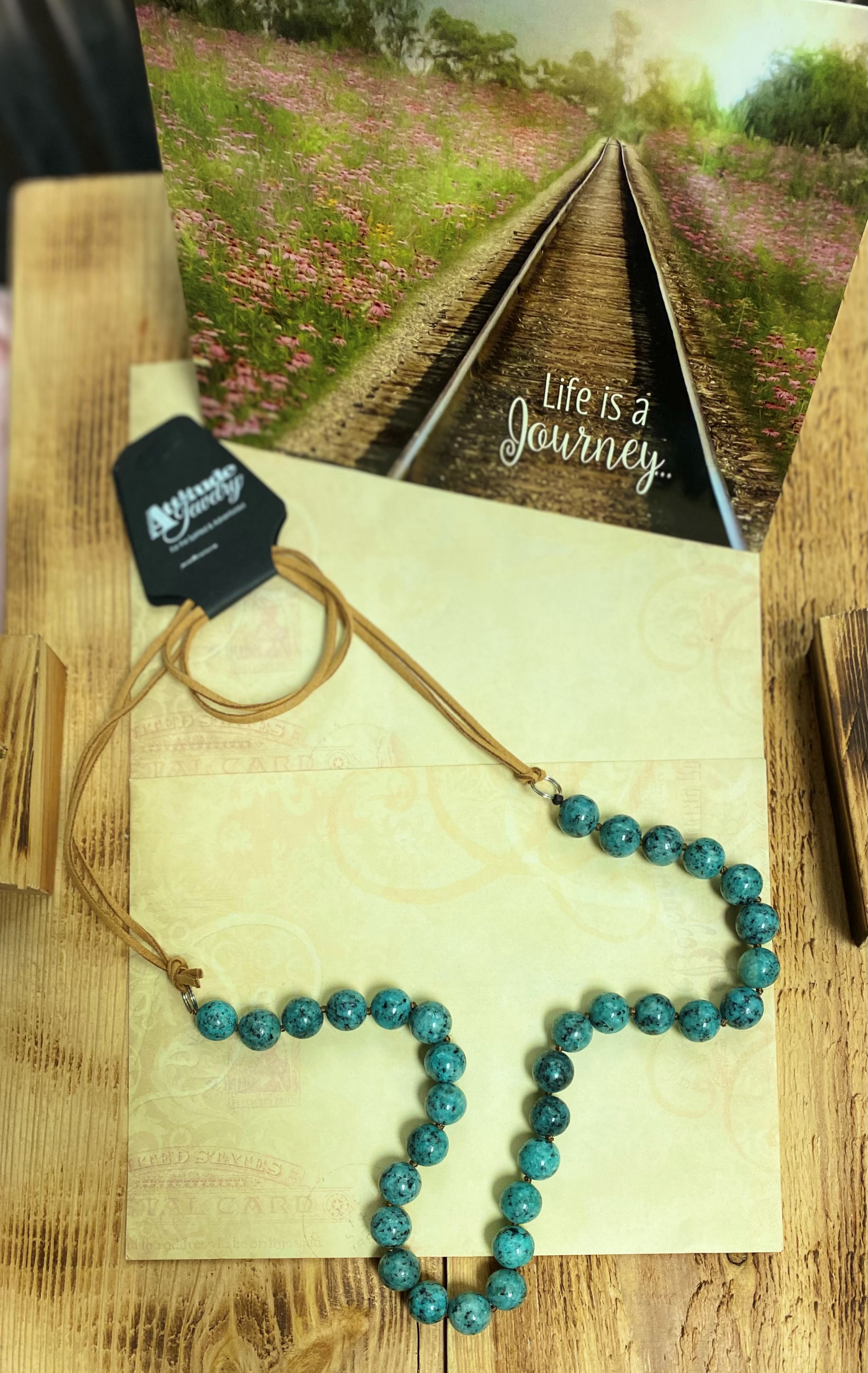 Turquoise Marble Beaded Strand Attitude Necklace