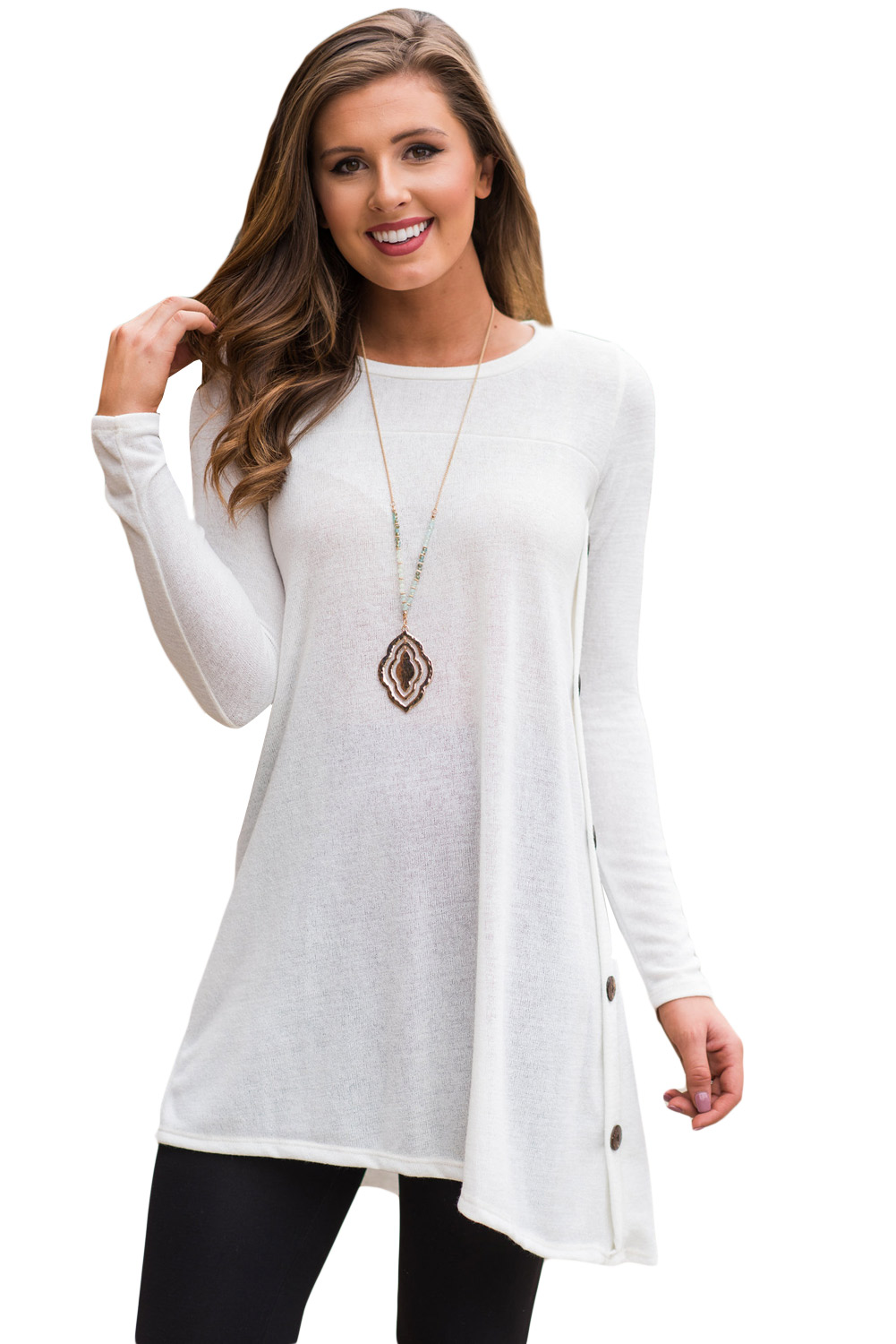 LDS SM WHITE LS TUNIC