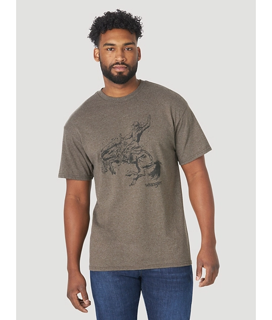 MENS SM BROWN BRONC TEE