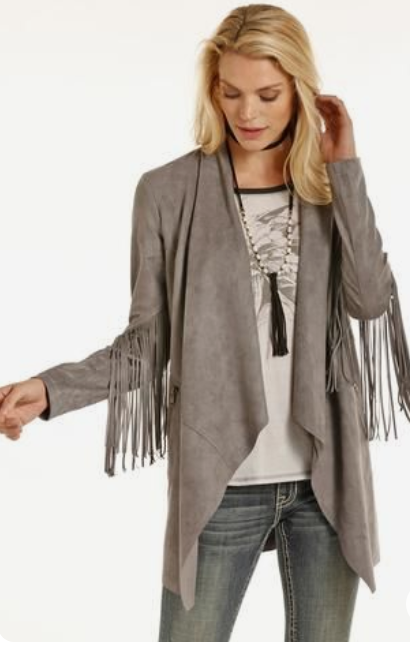 LDS MD  SUEDE GRAY FRINGE