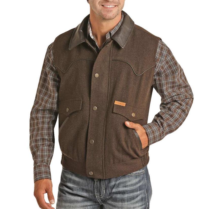 MENS BROWN SM WOOL VEST