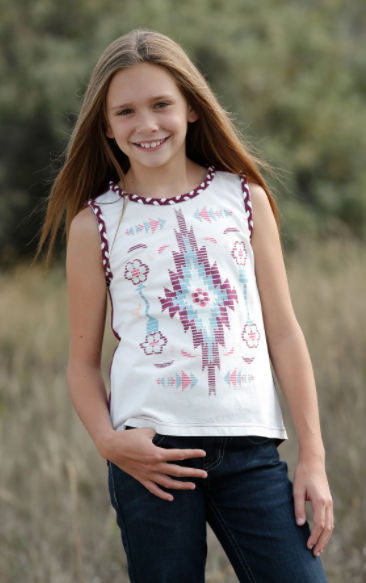 GIRLS CREAM BURG XS PRINTED TANK