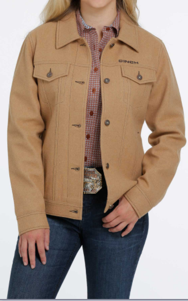 LDS TAN SM  TWILL TRUCKER JACKET