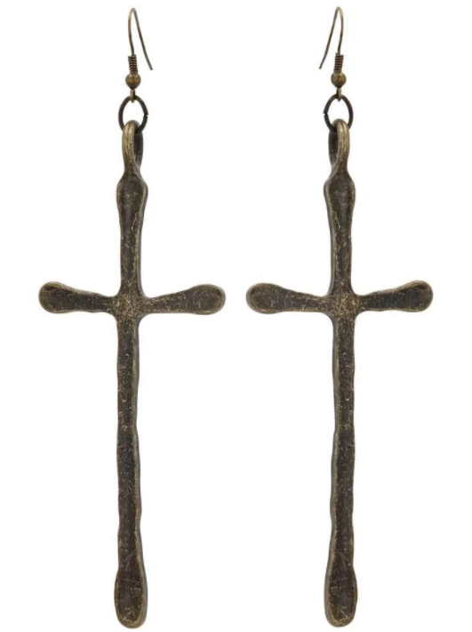 ER-BRONCE CROSS EARRINGS